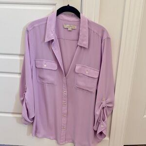 LOFT Light Purple Button-Up Shirt